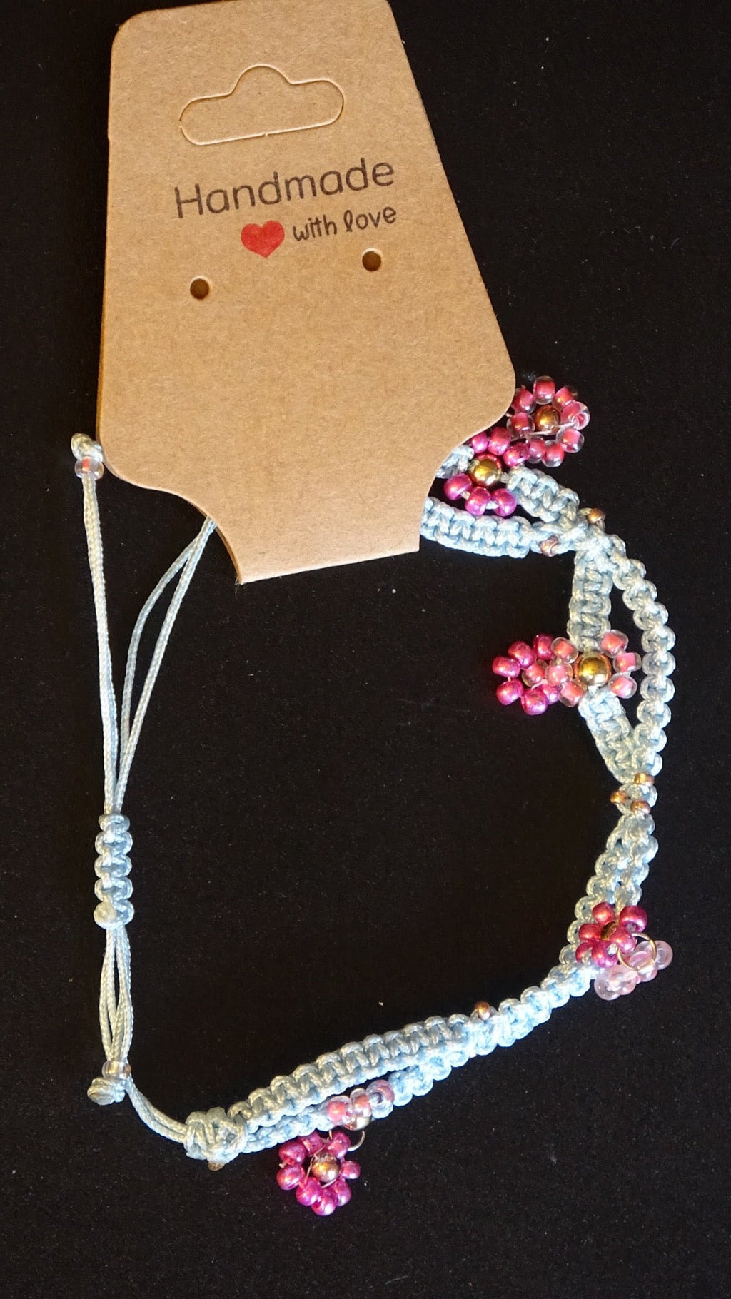 Blue & pink macrame bracelet