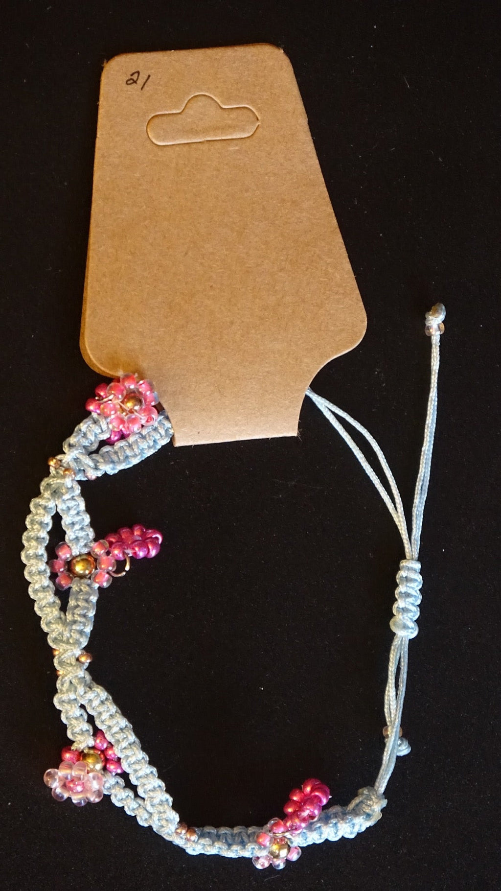 Blue & pink macrame bracelet