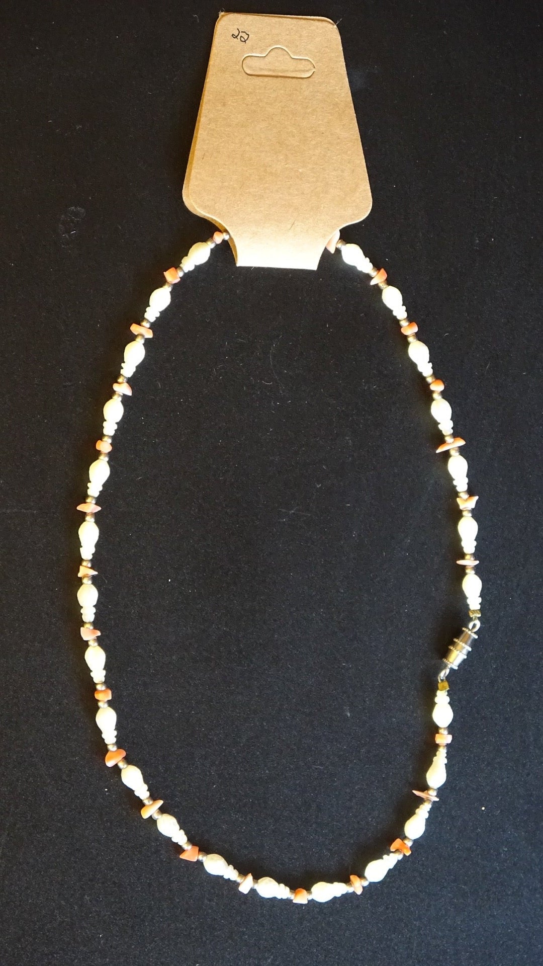 Natural shell & coral bead necklace