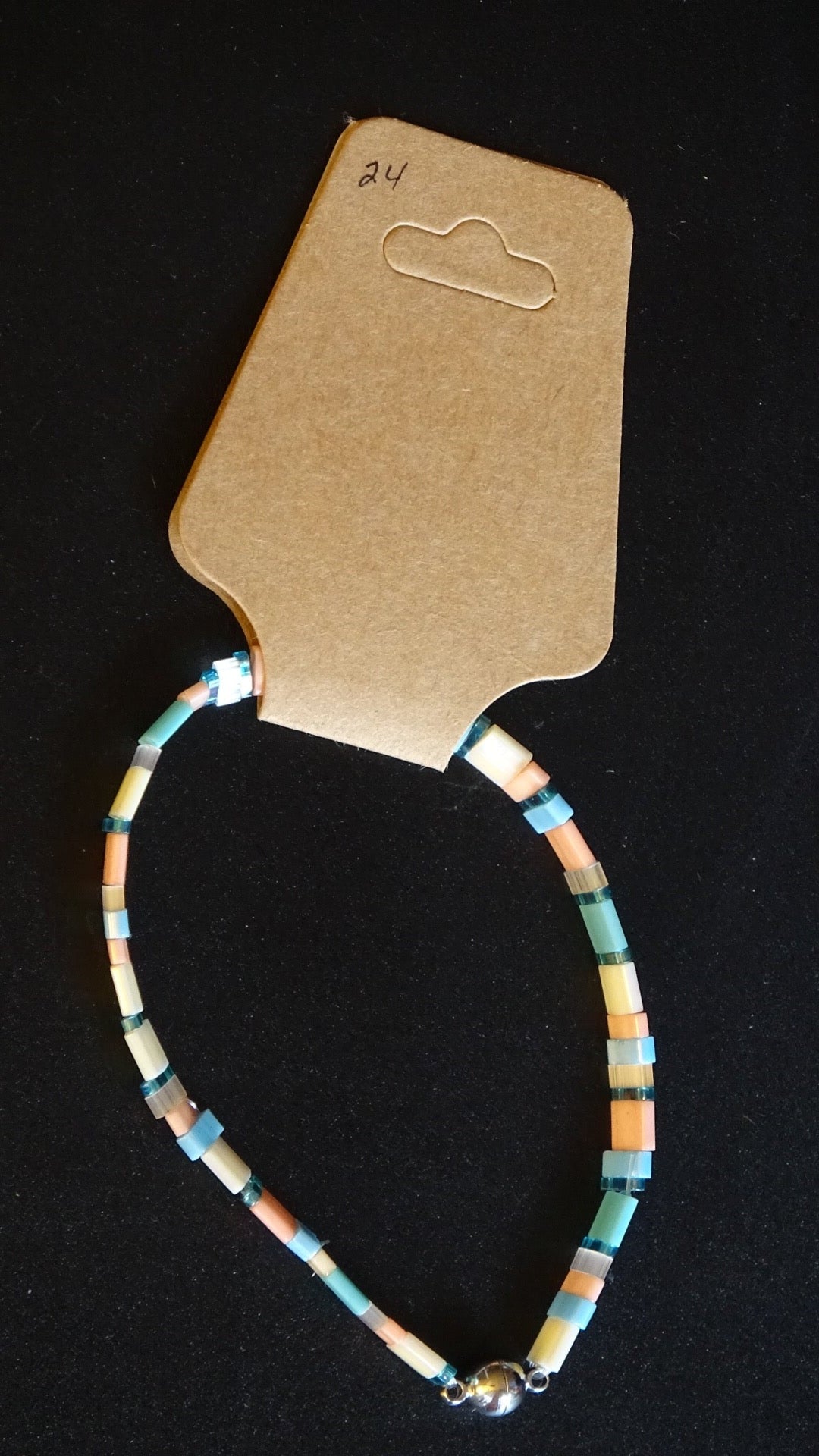 Blue & Peach tila bead bracelet
