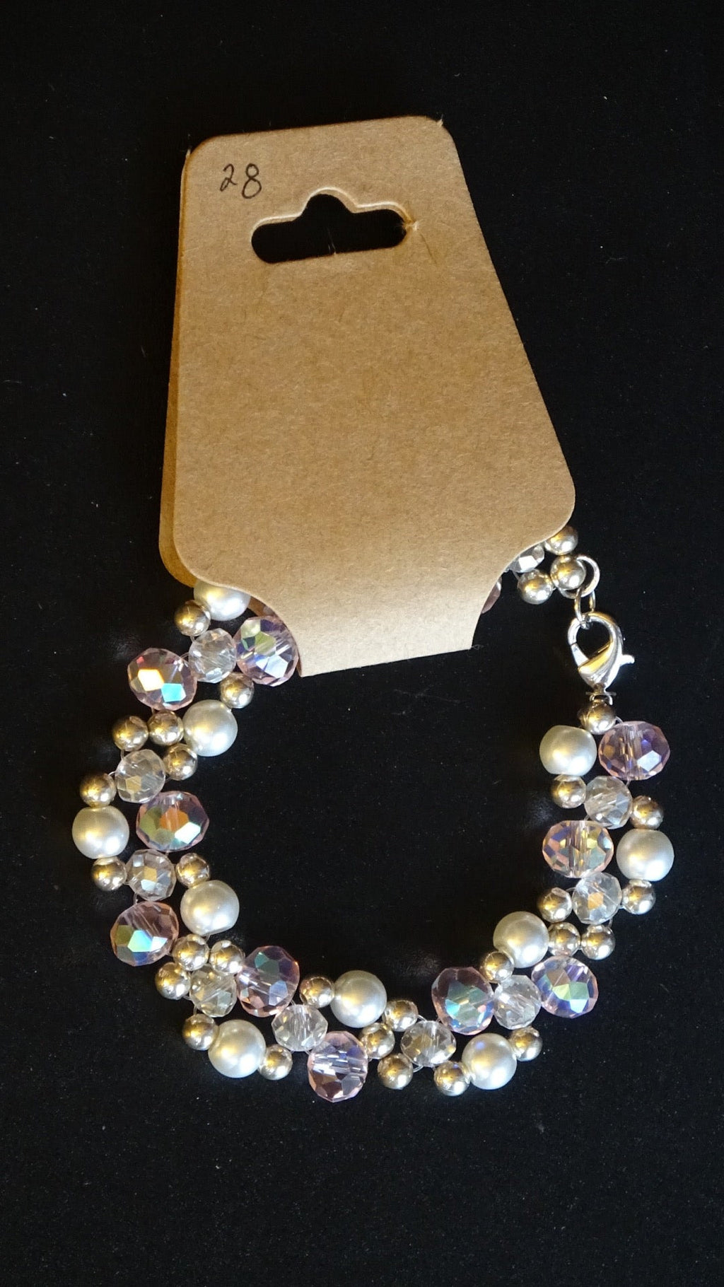 Pink white & silver bracelet