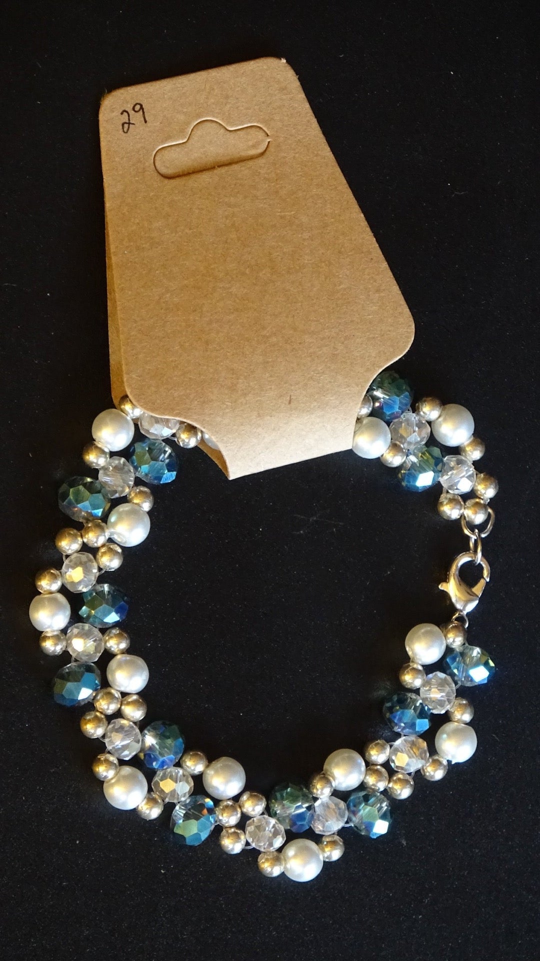 Blue, white and silver bracelet