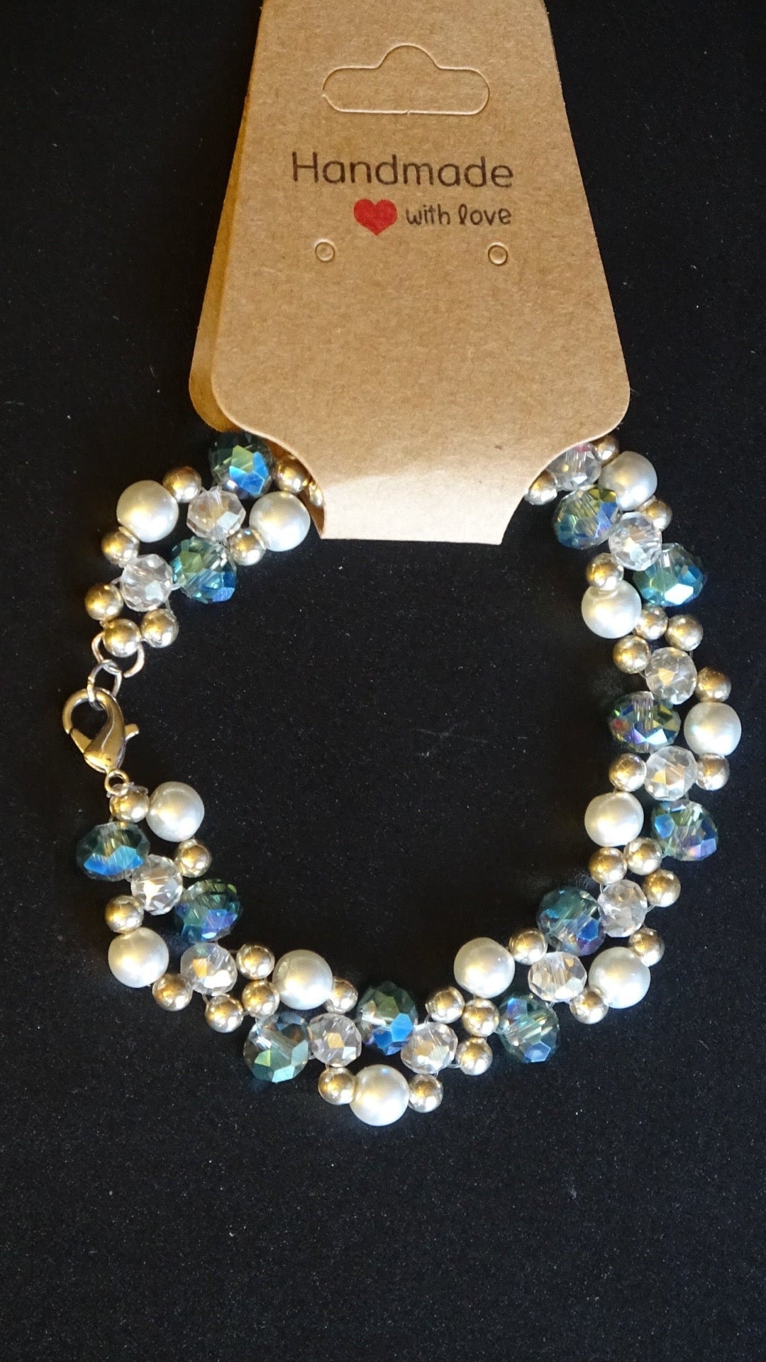 Blue, white and silver bracelet