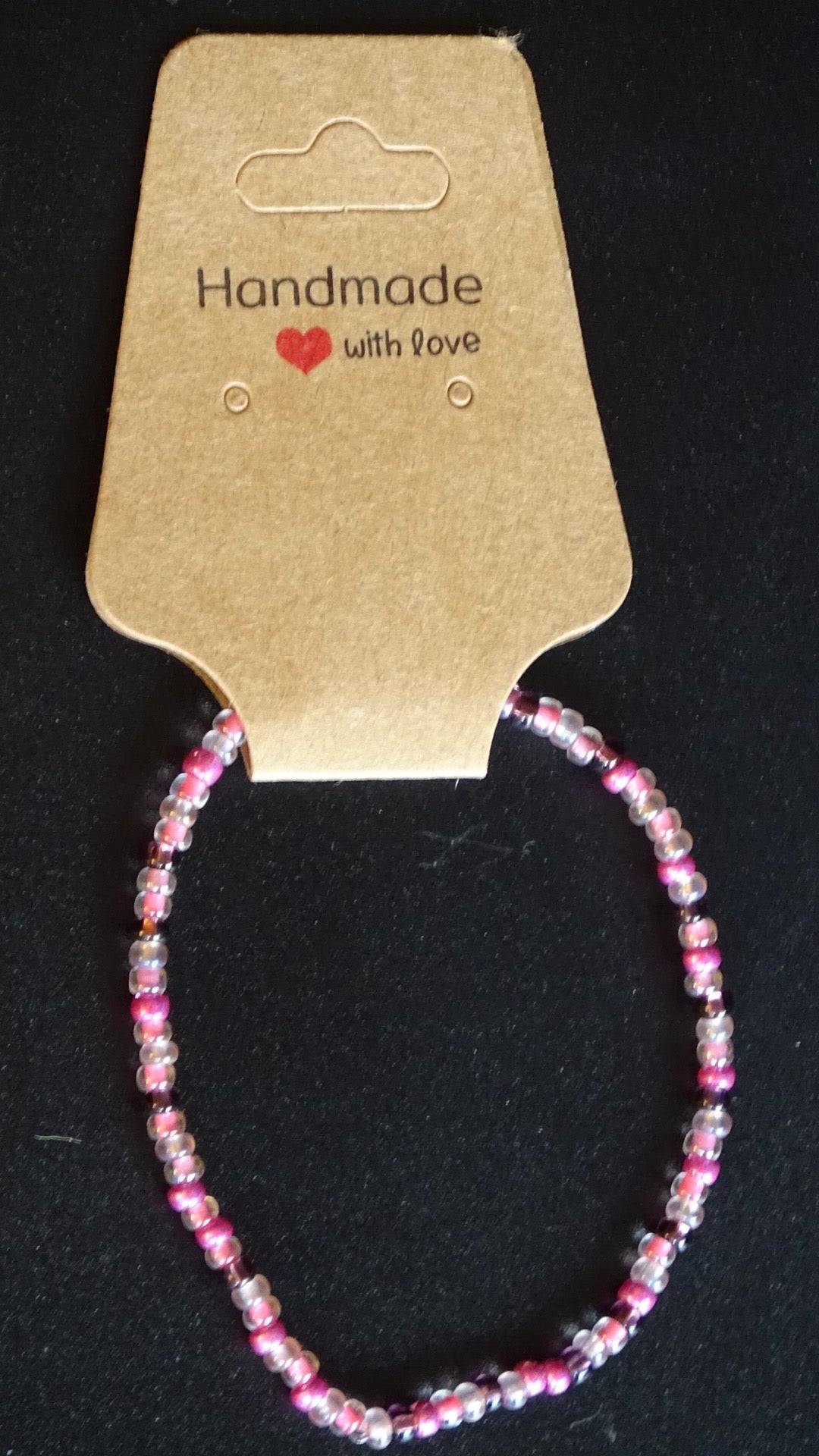 Pink seed bead bracelet
