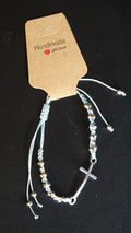 Blue & Silver metal cross bracelet