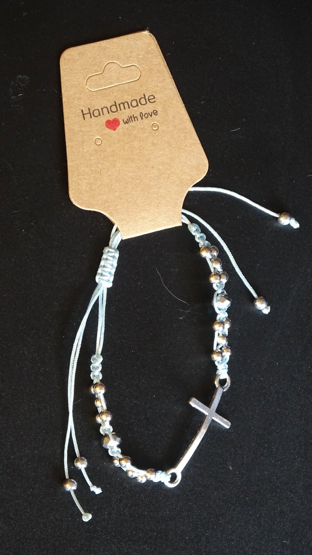 Blue & Silver metal cross bracelet