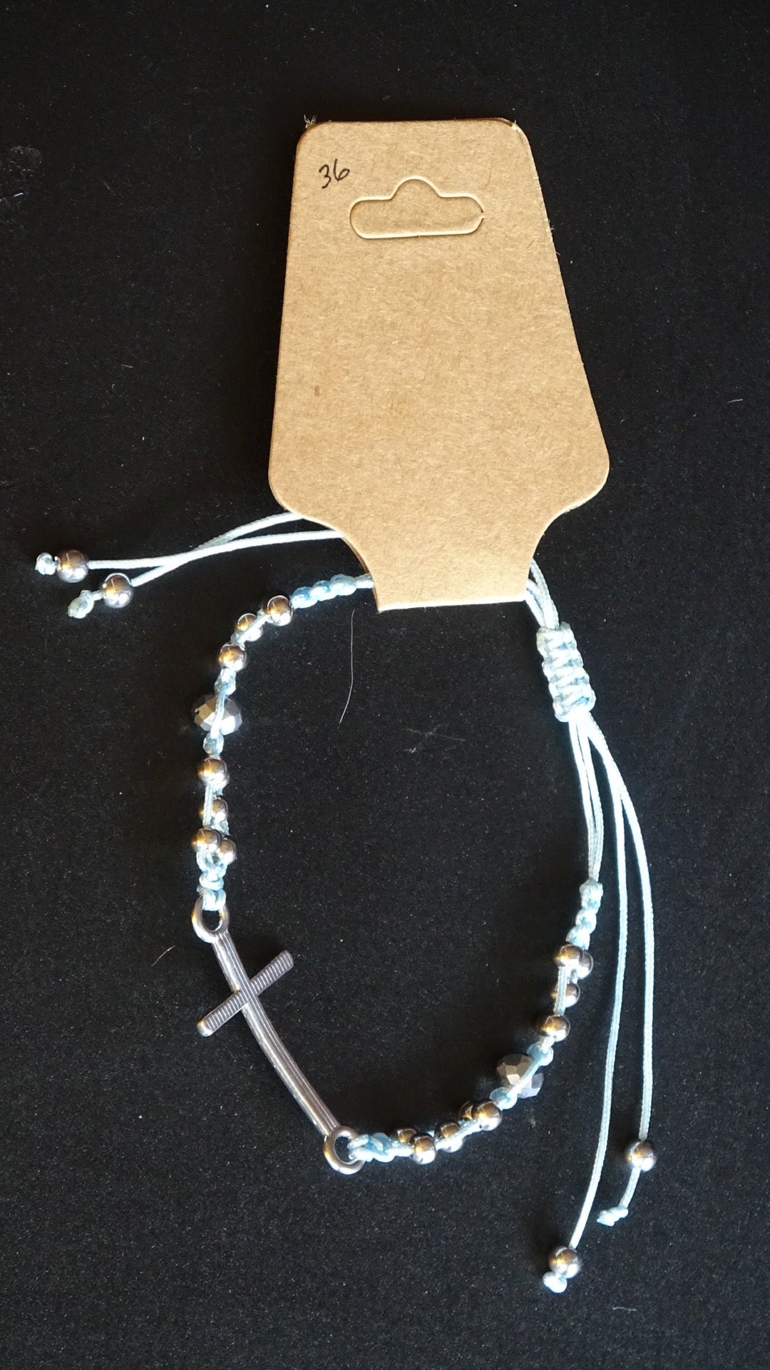 Blue & Silver metal cross bracelet