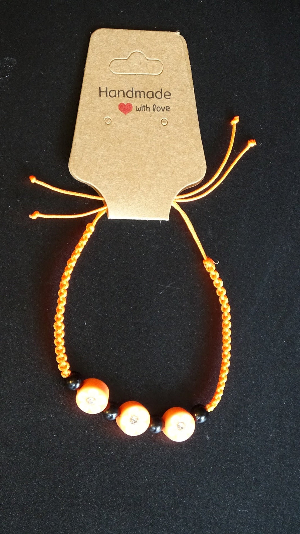 Orange & Black flower bracelet
