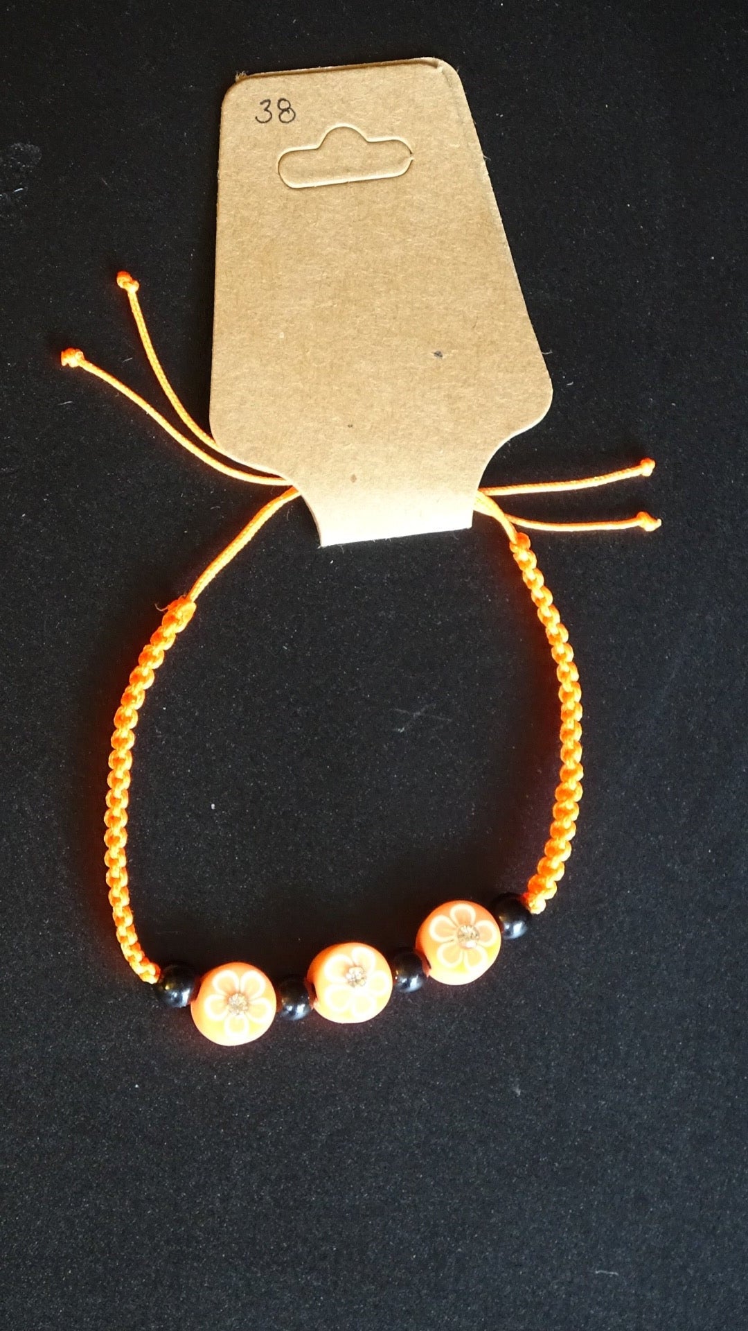 Orange & Black flower bracelet