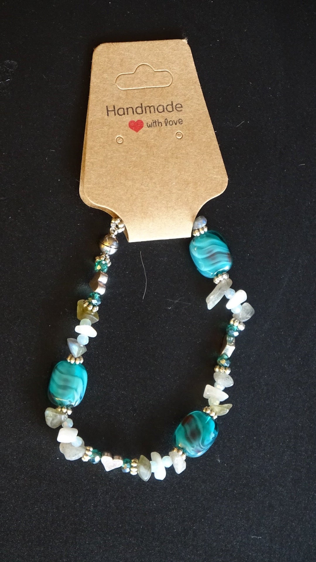Labradorite & Teal glass bracelet