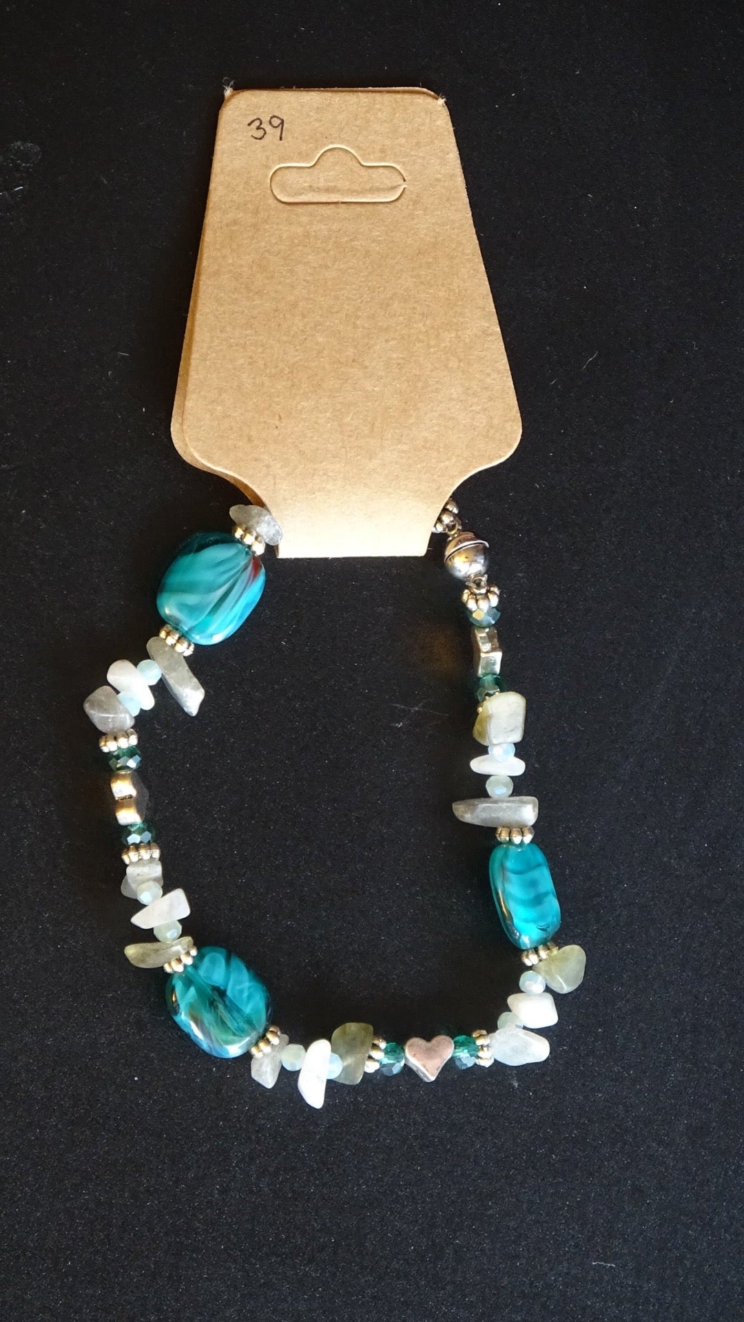 Labradorite & Teal glass bracelet