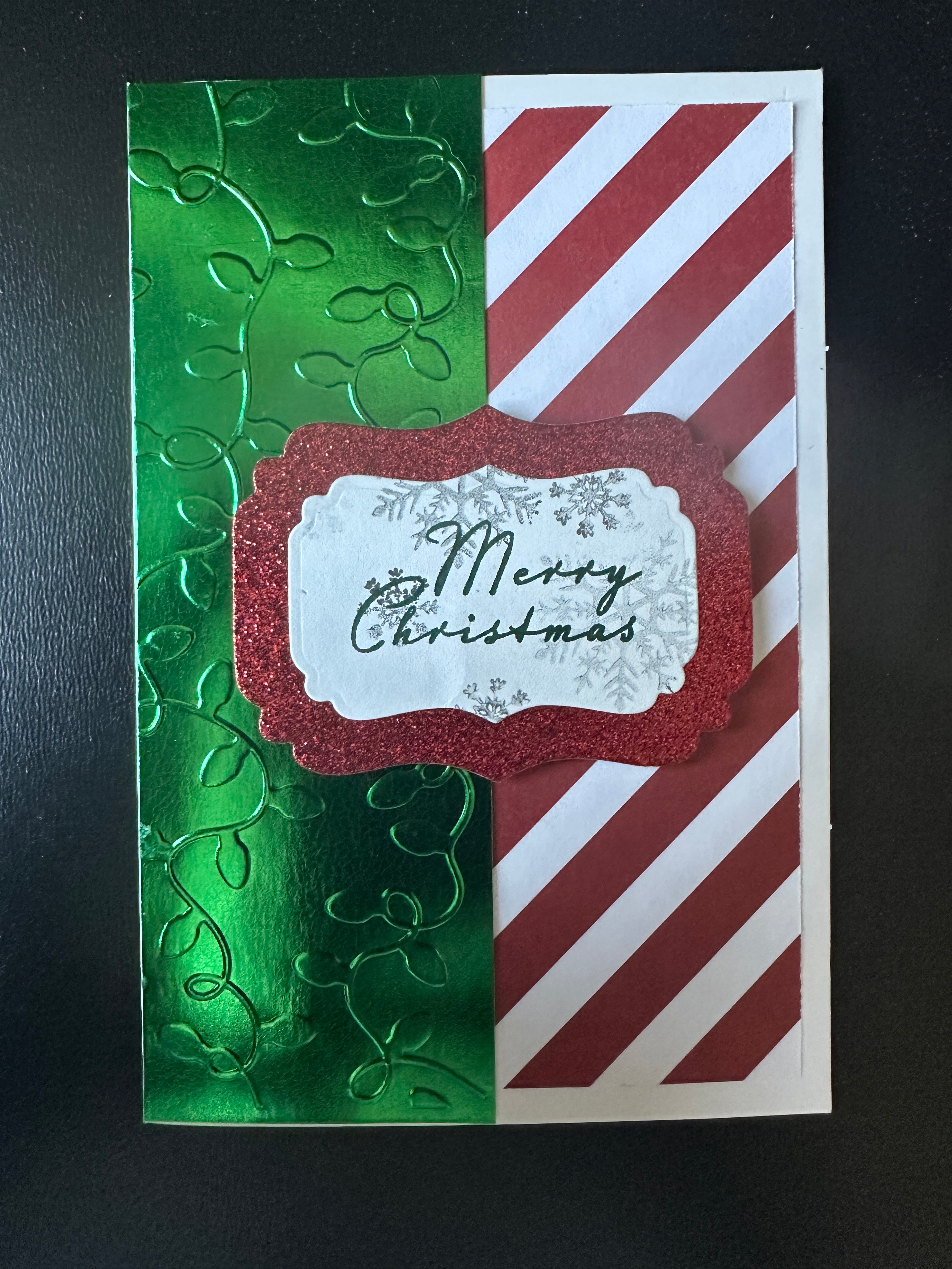 Merry Christmas - green embossed strip