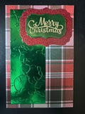 Merry Christmas - green embossed with tartan